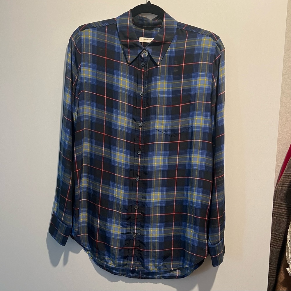 Equipment Blue and Red Plaid Casual Shirt